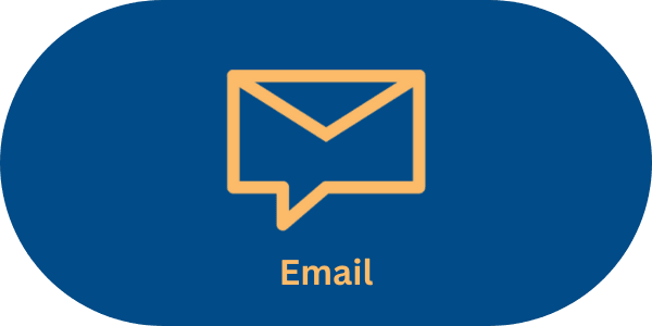 Blue background with yellow outline of an email envelope and the text Email