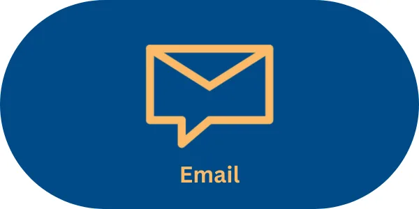 Blue background with yellow outline of an email envelope and the text Email